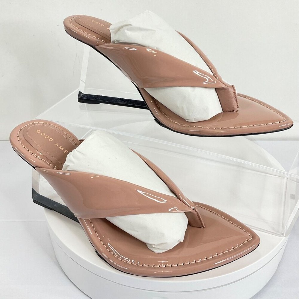 Good American Heels Womens Sz 7 Pink Dusty Patent Cinder F*cking Rella $260 Nwb - Picture 3 of 13